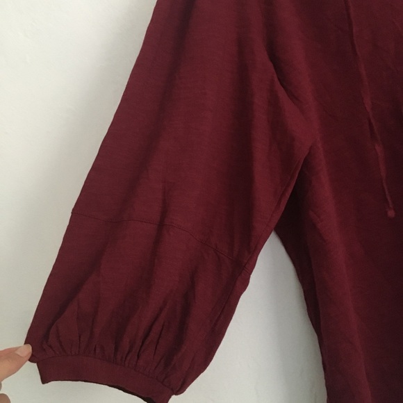 Style & Co. Split Neck Blouse Top Burgundy Plus Size Balloon Sleeve 3/4 - Picture 7 of 10